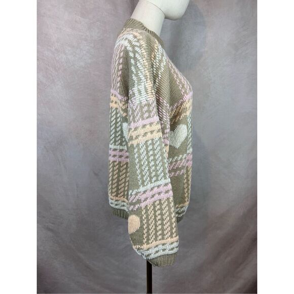 Vintage 1980s Plaid Heart Sweater Cottagecore Chic - Picture 3 of 7